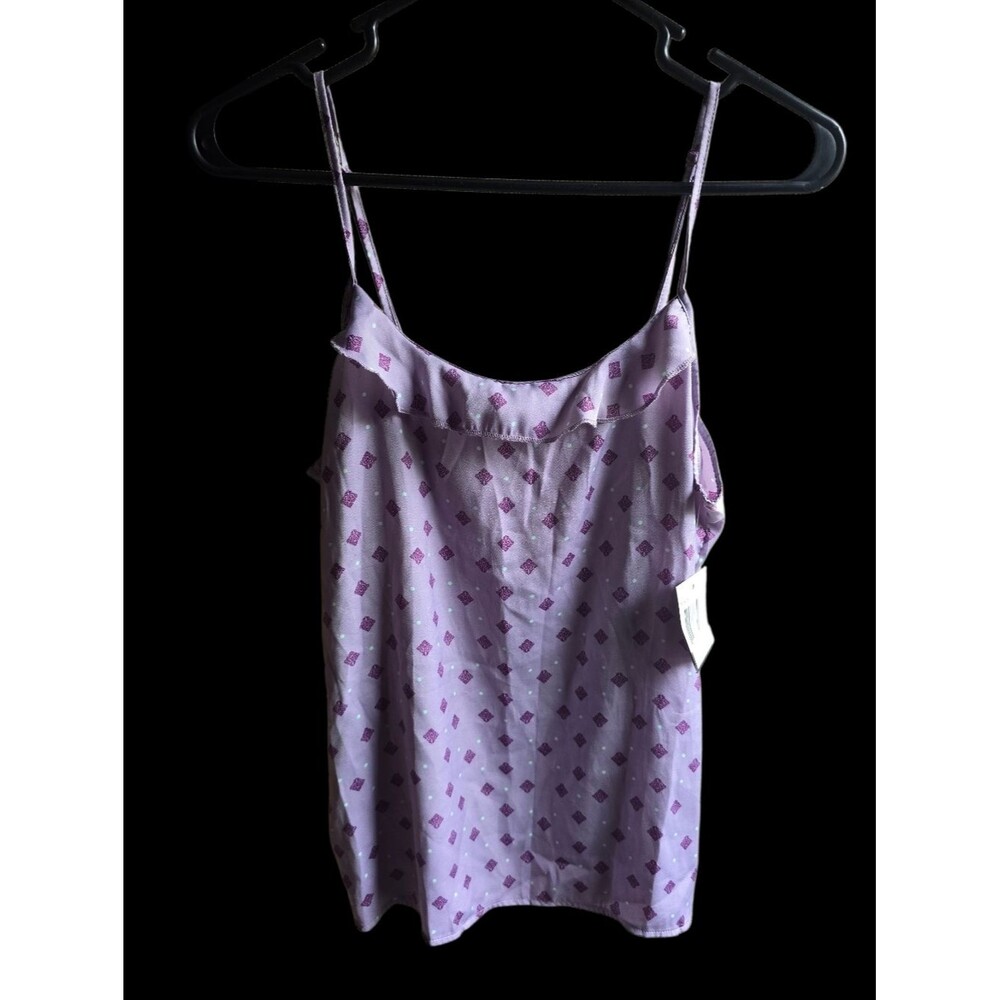 MAIDINFORM Women’s Lavender Printed Ruffle-Trim Cami Top Size S